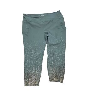 Torrid Size 3 Olive Green Gold Dots Cropped Active Leggings Nwt